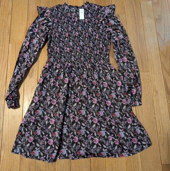 GAP Dresses & Skirts - Nwt Women's Gap Black Ruffle Long Sleeve Midi Floral Dress Size Medium